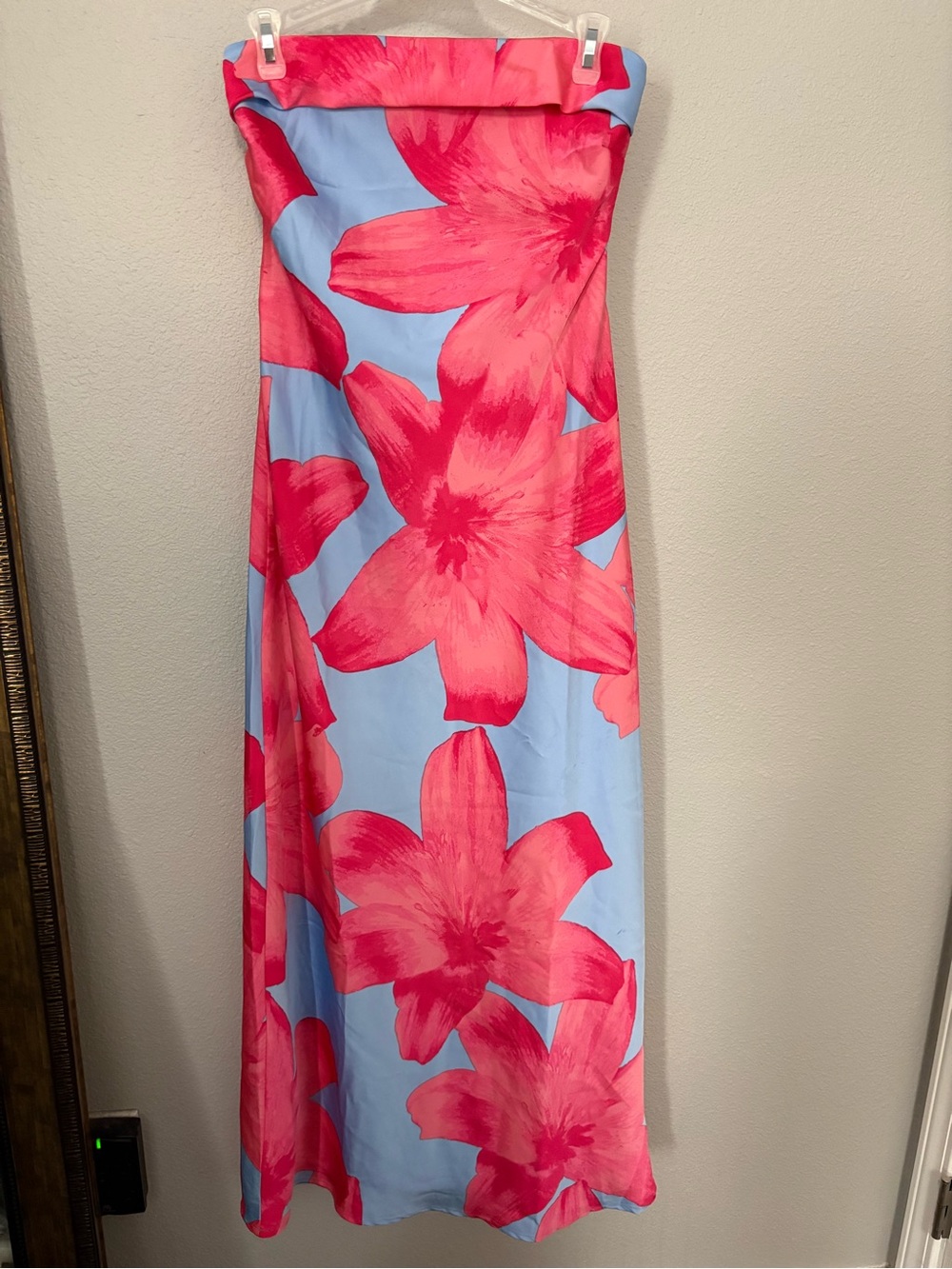 Sincerely Jules Strapless Special Occasion  Dress in Pink & Light Blue Floral